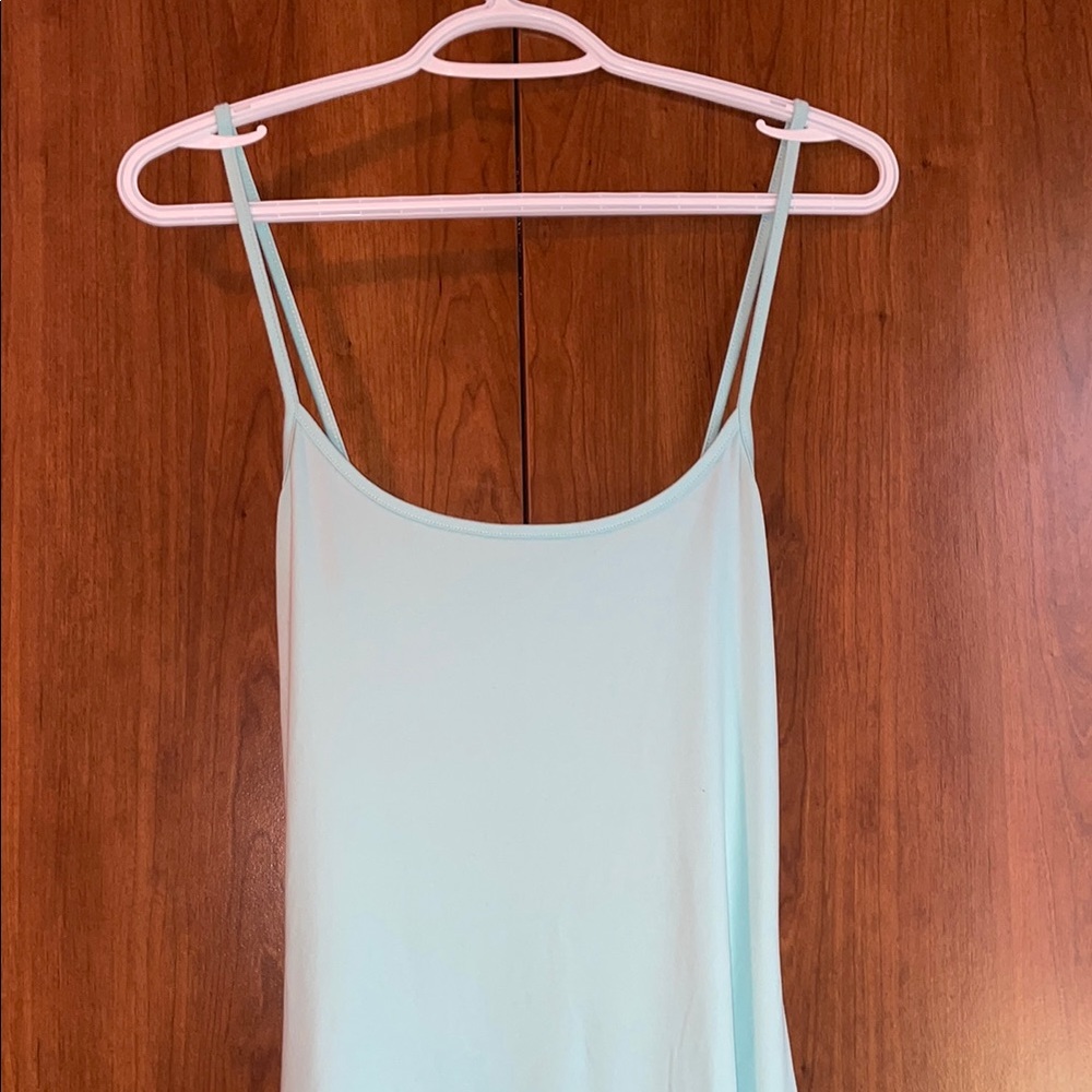Light Blue/Mint Spaghetti Strap Long Flowy Dress With Pockets!